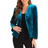 Allegra K Blazer in Velluto da Donna a Maniche Lunghe con Spalline Tasche 3 Bottoni Giacche Casual in Velluto Blu Pavone XS