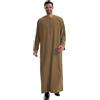 Generisch Uomo Caftano Manica Lunga Thobe Musulmano Abbigliamento Preghiera Per Uomo Abbigliamento Arabo Islamico Monocolore Robe Dubai Medio Oriente Abiti Tunica Musulmana Tinta unita, O caffè., 3XL