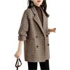 Generico Trench Da Donna con Revers A Lancia, Giacche In Misto Lana, Cappotto Pied De Poule, Blazer Monopetto, Lungo Soprabito con Tasche, Abbigliamento Casual per Autunno Inverno, Marrone S
