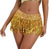 Vhersily Gonna glitterata da donna con paillettes e nappe, gonna a pailette, per ragazze, in argento, per danza del ventre, per carnevale, feste, belly dancer 2024, gold, M