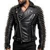 Sumairah Giacche da uomo in vera pelle con maniche rock, punk, borchie, per motociclisti, Nero - Vera Pelle, M