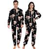 Naispanda Pigiama Natalizio Personalizzato per Donna e Uomo, Pigiama intero abbinato Personalizzato Pigiama con viso divertente foto, tuta in flanella con cappuccio e cerniera personalizzata per coppie S-4XL
