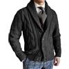 Generic Cardigan da uomo con colletto scialle, slim fit, per autunno e inverno, con bottoni, maglione in maglia a cable, cardigan per uomo, Bk, L