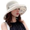 MIFULGOO Donne Mesh Sun Cappelli Estate Spiaggia Protezione UV UPF Packable Wide Brim Chin Strap, Giallo-Beige, M