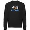 Settantallora - Felpa Girocollo Nero Maglia Tifoso Calcio Catania - Grafica Ispirata allo Stemma con Elefantini Taglia L