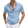 EODJXIO Maglia Uomo Casual con Cerniera a Maniche Corte in Tessuto Jacquard Leggero e Traspirante per Comodo Elegante Magliette Cotone Maglie Basket Camicie Jeans Slim Fit