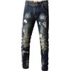 Generico Jeans Uomo Lavoro Skinny Salopette Baggy Corti Elastico Vita Slim Fit Tuta Strappati