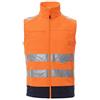 PAYPER Traffic Gilet Softshell Alta visibilitÓ Uomo da Lavoro 100% Poliestere Chiusura Zip Bande Riflettenti Tasca al Petto Porta Badge Arancione Fluo/Blu Navy (XL)