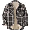 Duohropke - Camicia da uomo a quadri, in flanella termica, con fodera in pile, per il tempo libero, stile taglialegna, calda, giacca da lavoro invernale con tasca sul petto, Nero , L