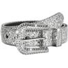 Eohak Cintura da donna in pelle occidentale con borchie di strass per jeans da cowboy (misura pantaloni 91,4-104,1 cm), Argento, Large