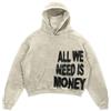 Goolecrimp Unisex retrò Casual Felpa Y2k Moda Uomo Tendenza Lettera Stampa Punk Oversize Felpa con Cappuccio da Donna Sciolto retrò Goth Partito Felpa con Cappuccio (Grigio,XL)