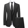 Generic Abito elegante da uomo a righe, 2 pezzi, set completo con righe sottili, vestibilità slim, per affari e matrimoni, con un bottone, Grigio scuro, M