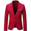 HUIANGLIYG Giacca Blazer Casual in Velluto A Coste da Uomo, vestibilità Slim, con Un Bottone, Sportiva, con Tasca, Giacca da Abito Vintage Autunnale per Ufficio, Lavoro, Banchetti di Nozze, Rosso M