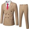 Leader of the Beauty Completo smoking da uomo 2 pezzi doppiopetto slim fit a righe set per feste matrimoni giacca e pantaloni, Nero , L