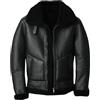 ZM ATTIRE Giacca bomber da uomo B3 in pelle di pecora shearling nera, L