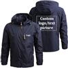 YILDEX Logo Personalizzato Uomo Giacche Windbreaker Capispalla Cappotto Impermeabile Personalizzato Navy Blue,Large