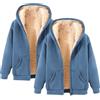 Ydsxlp Confezione da 2 felpe con cappuccio da donna in pile con zip intera, giacche invernali calde foderate pelose, oversize a tinta unita, a maniche lunghe, abbigliamento termico, Rosso, 3XL