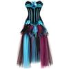 Hengzhifeng Corsetto Gonna Steampunk Corsetti Costumi Carnevale Famiglia (EUR 30-32,Turchese)