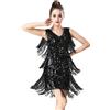 Generic Abito con Frange Senza Maniche Donna, Abiti con Paillettes Charleston, Paillettes Tubino Cocktail Vestito per Costume Festa Danza Latino Abito da Ballo Vestito Samba Rumba Tango Danza Moderna