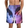 Generic Pantaloncini da Spiaggia Uomini Regolabile Pantaloncini Mare Red And Blue Fire Dragon Print Casuale Calzoncini da Nuotata per Spiaggia Surf Piscina L