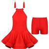 Choomomo Vestito da Danza Classica Bambina Abito da Ballo Latino Jazz Tinta Unita Vestiti da Ballerina Senza Maniche Ragazze Abiti da Balletto Ballet Rosso 5-6 Anni