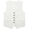 Generisch Gilet da donna elegante, senza maniche, in lino, da donna, corto, in cotone, con scollo a V, con bottoni, da donna, estivo, in tinta unita, per affari, bianco, XS