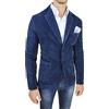 Evoga Giacca Uomo Invernale in Velluto Blu Scuro Blazer Cappotto Casual Elegante (XL, Blu Scuro)
