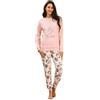 Generico Pigiama Donna Kissimo Art. 20004 in Cotone Interlock - Maglia Serafino e Pantaloni Lunghi Coordinati Made in Italy (IT, Testo, M, Regular, Regular, Rosa)