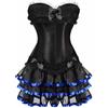 jutrisujo corsetto donna sexy bustino corpetto con gonna tutu fiori pizzo gotico vittoriano lingerie costumi Blu M