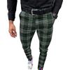 GAOSHI Pantaloni Eleganti Elasticizzati da Uomo Pantaloni Scozzesi Slim Fit Pantaloni da Abito da Lavoro Pantaloni da Golf Casual Pantaloni della Tuta (Color : Green, Size : L)