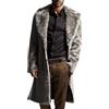 Generisch Cappotto di pelliccia da uomo lungo cappotto di pelliccia sintetica peluche giacca invernale caldo cappotto pelliccia giacca a maniche lunghe risvolto finta pelliccia giacca cardigan sciolto