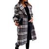 WHZXYDN Cappotto di Lana con Bottoni A Bavero con Risvolto di Media Lunghezza in Stile Scozzese Nuovo Autunno E Inverno