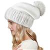 Brillabenny Cappello Colbacco Donna Vera Pelliccia Volpe e Visone Lusso Inverno Neve PON PON Fascia Modello Russia (Bianco Sfumature 1)