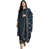 Kartutva indiano partito indossare kurta set per le donne con dupatta kurti top con pantaloni set, Morpinch Blu & Oro, Small