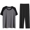 oneforus Set Pigiami Modali da Uomo Camicia Raglan Manica Corta Pantaloni da Notte Set da Notte Morbido da Notte