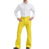 LNOWTD Pantaloni da Uomo, Stile Anni 60 e 70, a Campana, in Denim Disco, Vintage, Elasticizzati, Classici, Comodi, Outfit a Flangi, Giallo, 3XL