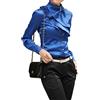 TangDao Camicia Donna Slim Fit Manica Lunga Camicetta Eleganti Colletto Rialzato Seta Maglia Blusa (Bianco. M)