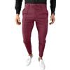 Generic Pantaloncini da uomo a vestibilità slim, elasticizzati, chino a gamba affusolata, pantaloni da abito, pantaloni casual da lavoro, pantaloni da uomo, Rosso, XS