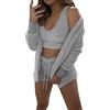 riou Pigiama Donna Invernale Felpato Pile Curvy 3 Pezzi Pigiama Pile Morbido Sexy Caldo Morbido Crop Top e Felpa Pigiama Sexy Hot