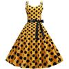Generisch Abito da donna Polka anni '50 con allacciatura al collo, Blu, XXL