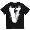 Silver Basic Uomo Rapper T-Shirt Smoke V Lettera Gotico Stampata Sciolto Maglietta in 100% Cotone Unisex Tee L,Nero-1