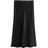 ZRHWSPD Gonna Raso Gonna Midi da Donna con Elastico in Vita, Tessuto Liscio, Design Fluido, Elegante e Confortevole(Black,L)
