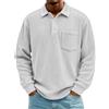 Generic Polo a maniche lunghe, da uomo, per il tempo libero, con bottoni, a maniche lunghe, basic comfort, traspirante, casual, per le mezze stagioni, bianco, 4XL