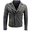 Infinity Leather Giacca da Uomo in 100% Pelle Marrone con Doppia Zip Incrociata Stile Motociclista Brando Slim Fit S