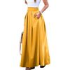 Oanviso Gonna Donna Elegante Elastica A-Linea Vita Alta Plissettata Swing Gonna Ampia Lunga Trapezio Estate Vintage Casual Boho Maxi Gonne Cerimonia Festa Skirt Mare Spiaggia a Giallo M