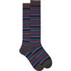 Gallo Calze lunghe uomo cotone e cashmere grigio righe multicolor micro