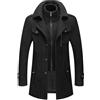 SaiDeng Cappotto di lana invernale da uomo - Classico cappotto corto monopetto in lana con risvolto, vestibilità regolare Business & tempo libero, cappotto lungo in cashmere caldo con tasche laterali