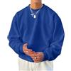 nicticsi Manica Lunga Sweatshirt da Uomo Senza Cappuccio Felpe a Girocollo Tinta Unita/Stampabili Pullover Polsini e Vita Elastici Top Basic Crewneck Sweatshirts Casual Sportivo Stile A Blu XL