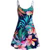 Biyejit Vestito da spiaggia lungo estivo da donna con cinturino in abito allentato casual, Foglie Floreali Hawaii, S