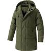 Generic Piumino lungo da uomo, impermeabile, antivento, spesso, parka, imbottito, con cappuccio, taglie forti, verde militare, taglia 3XL